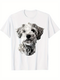 Men's T-Shirt Artistic Watercolor Painted Portrait Of Fluffy Gray Dog
