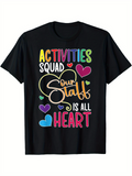 Men's T-Shirt Activities Squad Colorful Script Staff Surrounded By Playful Hearts
