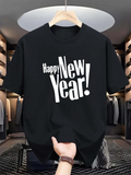 Men's T-Shirt Happy New Year Distorted Bold Letters With Exclamation And Playful Typography Year