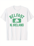 Men's T-Shirt Belfast N Ireland With Green Shamrock Lucky Clover
