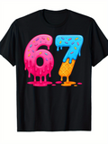 Men's T-Shirt Colorful Icy Sprinkles Melting Dripping Numbers With Ice Cream Cone