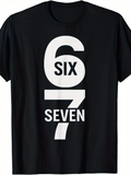 Men's T-Shirt Bold Graphic Numbers With Six And Seven Centered Typography