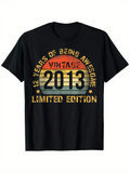 Men's T-Shirt Vintage Retro Striped Sunset With Text And Year 2013