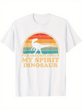 Men's T-Shirt Parasaurolophus My Spirit Dinosaur With Vintage Rainbow Sunset Background Dinosaur
