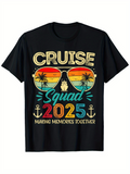 Men's T-Shirt Cruise Squad 2025 With Palm Trees Ship Retro Sunglasses