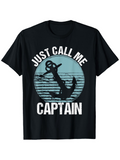 Men's T-Shirt Just Call Me Captain With Blue Waves Behind Vintage Ship Anchor