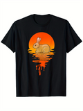 Men's T-Shirt Golden Sunset Reflections With Rippling Water Under Gentle Rabbit