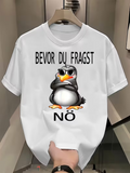 Men's T-Shirt Cool Sunglasses Penguin With Bold Lettering Among Contrasting White Shirt