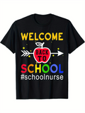 Men's T-Shirt Welcome Back To School With Red Apple Colorful Letters T Shirt