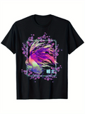 Men's T-Shirt Vibrant Sakura Blossoms Flowing Nowhere Under Neon Light Betta Fish