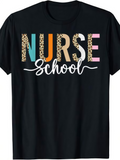Men's T-Shirt Nurse School Colorful Leopard Print With Handwritten Lettering Nurse