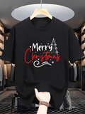 Men's T-Shirt Merry Christmas Script With Doodle Tree And Whimsical Festive Swirl