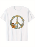 Men's T-Shirt Retro Sunflower With Petals Around Peace Symbol