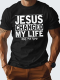 Men's T-Shirt Jesus Changed My Life Ask Me How Bold Statement Black T Shirt