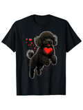 Men's T-Shirt Playful Poodle Surrounded By Floating Red Hearts Poodle
