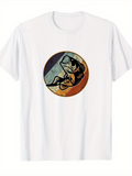Men's T-Shirt Retro Color Stripes With Leaping Fish In Water Circle