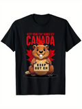 Men's T-Shirt Keep Out Eh Cartoon Beaver With Red Maple Leaf Canada