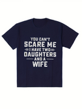 Men's T-Shirt You Cant Scare Me Bold Statement White Print On Navy Shirt