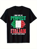Men's T-Shirt Imperfect Yet Proud With Grunge Italian Flag On Black T Shirt
