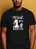 Men's T-Shirt My First Fathers Day Bold Graphic Numbers And Baby Bottle Illustration