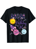 Men's T-Shirt Mom Of The Birthday Girl With Smiling Planets And Colorful Sun Surrounded By Stars
