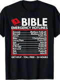 Men's T-Shirt Bible Emergency Hotlines Motivational Support Phone Line Graphic Bible