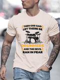 Men's T-Shirt Then God Said Let There Be Drummers With Bold Drum Kit Illustration