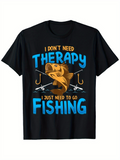 Men's T-Shirt I Dont Need Therapy Golden Fish Leaping Among Fishing Rods