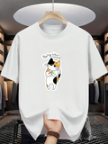 Men's T-Shirt Feeling Better With Watercolor Style Holding Cat