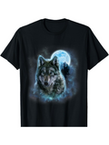 Men's T-Shirt Mystical Night With Glowing Full Moon And Luminous Mist Wolf