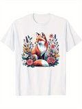 Men's T-Shirt Lush Garden With Colorful Blossoms Surrounding A Vibrant Fox