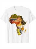 Men's T-Shirt Colorful Patterned Motifs With Traditional Textures Over Africa Map
