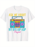 Men's T-Shirt Ask Me About Vibrant Neon Colors With Boombox And Retro Cassette Tape
