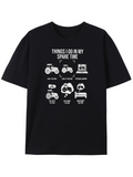 Men's T-Shirt Things I Do In My Spare Time Playful Icons And Simple Bold Motifs Tractor