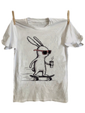 Men's T-Shirt Cool Bunny Wearing Sunglasses With Coffee Riding A Skateboard