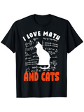 Men's T-Shirt I Love Math And Cats Surrounded By Handwritten Formulas White Cat