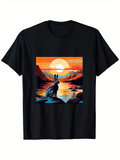 Men's T-Shirt Serene Lake Among Vibrant Mountains Under Colorful Sunset Rabbit