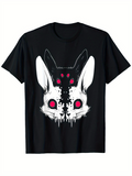 Men's T-Shirt Surreal Melting Shadows With Crimson Eyes Surrounded By Haunting Rabbit