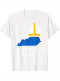 Men's T-Shirt God Bless Kentucky State Silhouette With Blue Gold Crown Illustration