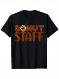 Men's T-Shirt Donut Staff With Icing Striped Letters And Playful Doughnut Graphic
