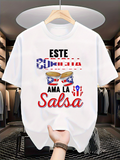 Men's T-Shirt Colorful Music Notes With Star Print Surrounding Salsa Drums