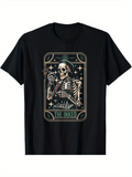 Men's T-Shirt Vintage Skeleton Surrounded By Stars Holding Tattoo Machine