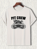 Men's T-Shirt Pit Crew With Racing Flags And Classic Muscle Car