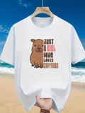Men's T-Shirt Just A Girl Who Loves Capybara With Friendly Cartoon Style Brown Capybara
