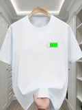 Men's T-Shirt Minimal Green Energy Bar Icon With White Power Battery