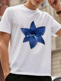Men's T-Shirt Vivid Blue Petals Surrounded By Gentle Light Highlighting A Large Flower