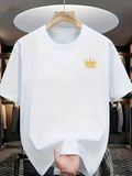 Men's T-Shirt Minimal Gold Crown With Subtle Royal Accents White Tee