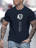 Men's T-Shirt Minimalist Monochrome Yin Yang Inspired Circular Design Dragon