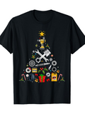 Men's T-Shirt Christmas Tree Made Of Car Tools Wrenches Pistons Gears And Auto Parts