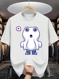 Men's T-Shirt Cute Cartoon Ghost With Blue Sneakers And Heart Bubble Character